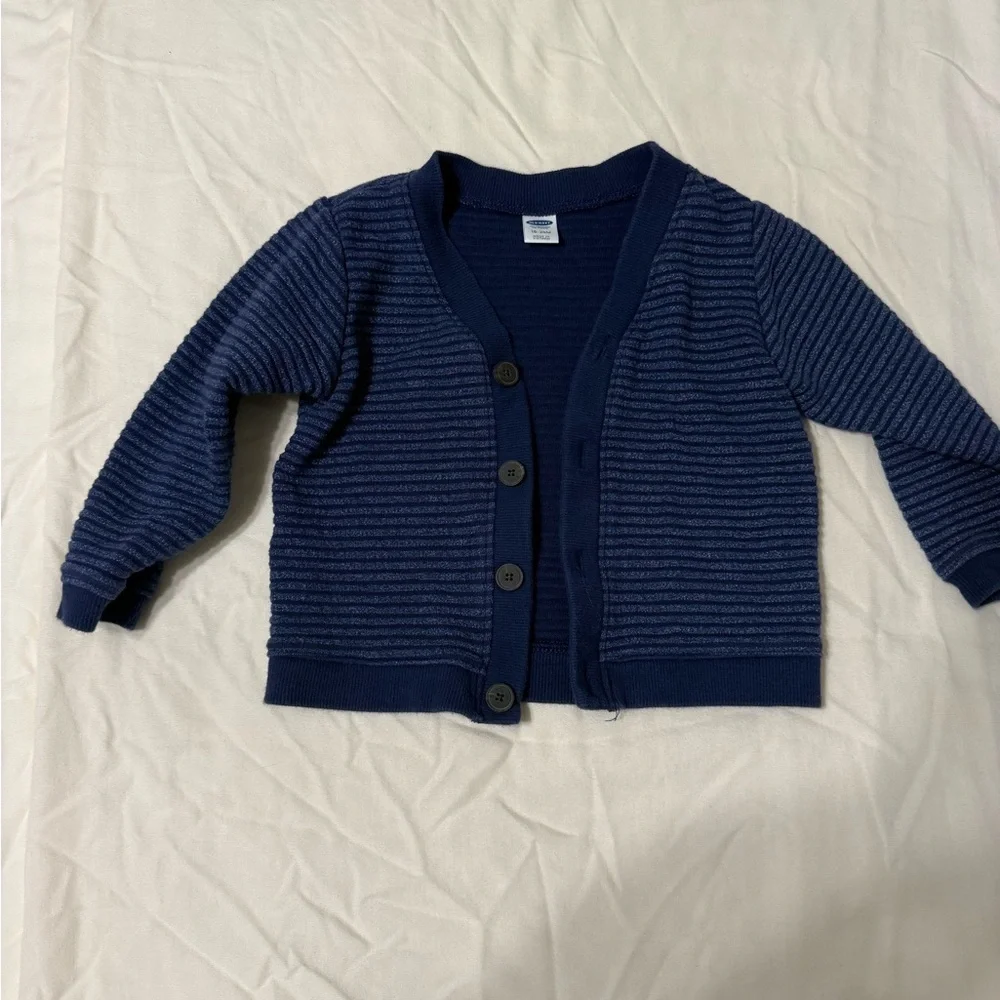 Mr. Roger’s Style Navy Ribbed Knit Cardigan for Kids